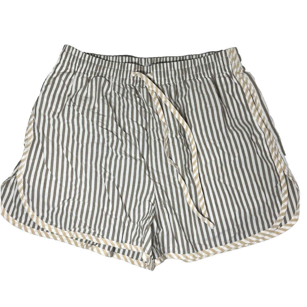 Madewell Crinkle Cotton Dolphin Hem Shorts Womens Small Striped Surplus Pull On